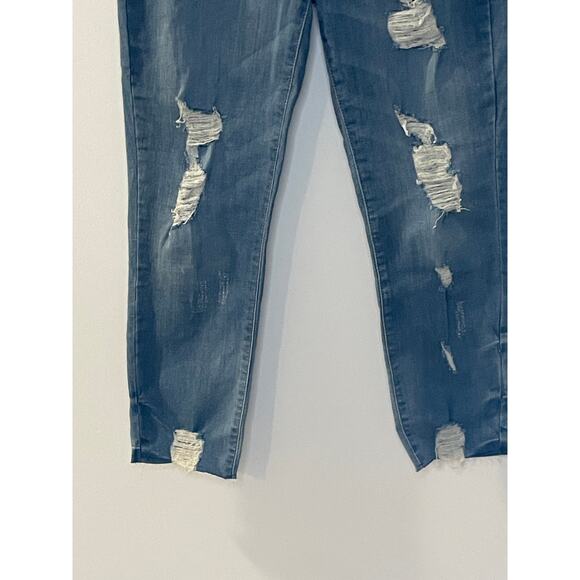 Women's SO jeans size 7 juniors distress high rise curvy crop raw hem - Picture 4 of 16